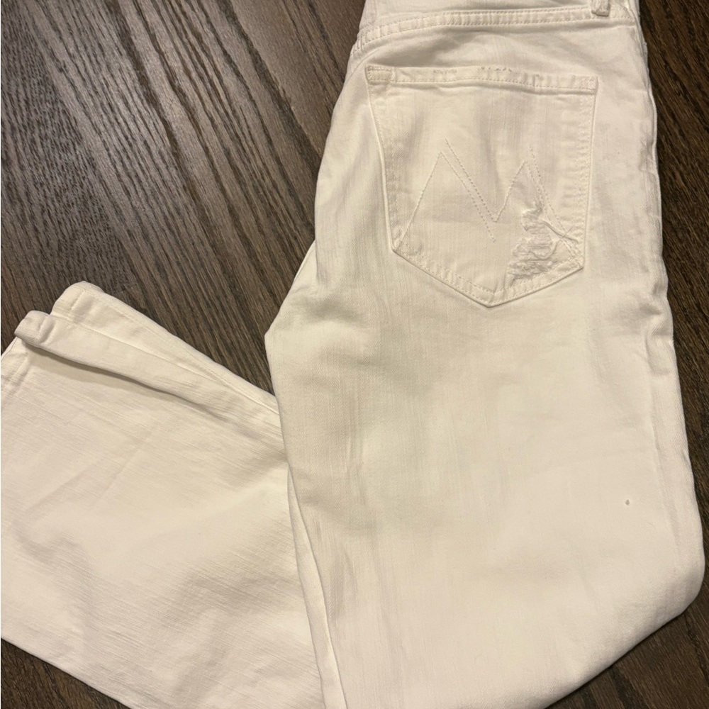 MOTHER White Straight Leg Jeans